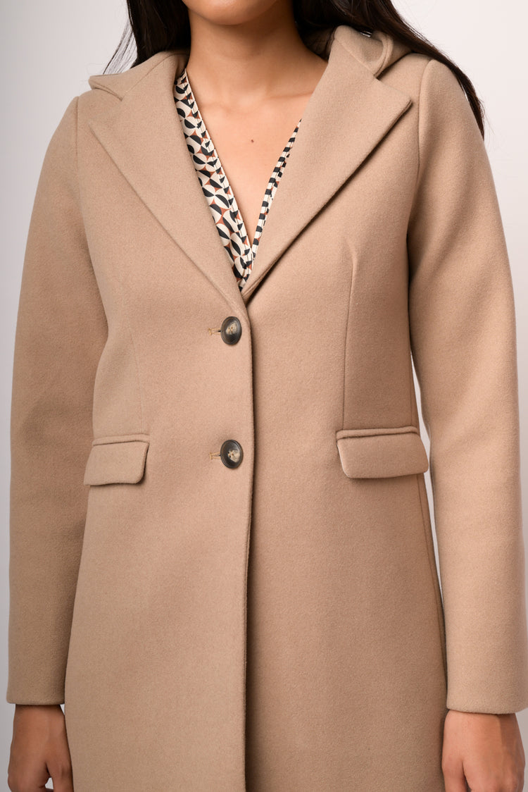 Cappotto misto lana con cappuccio