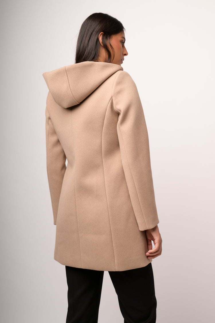 Cappotto misto lana con cappuccio