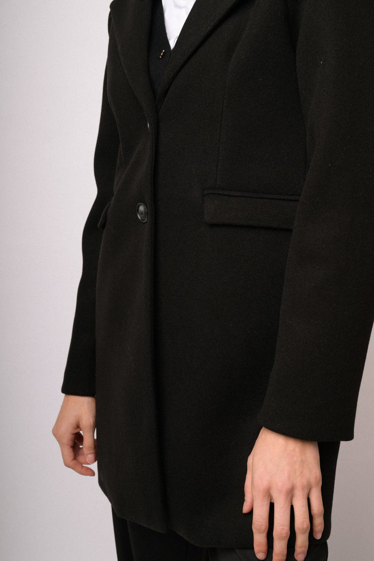 Black hooded coat