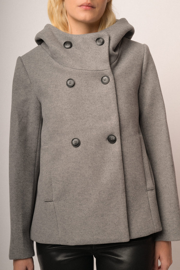 Cappotto misto lana doppiopetto corto