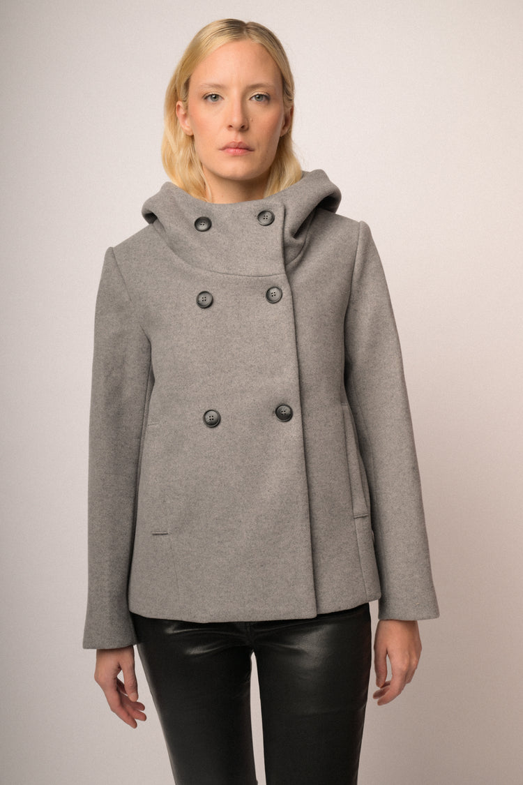 Cappotto misto lana doppiopetto corto