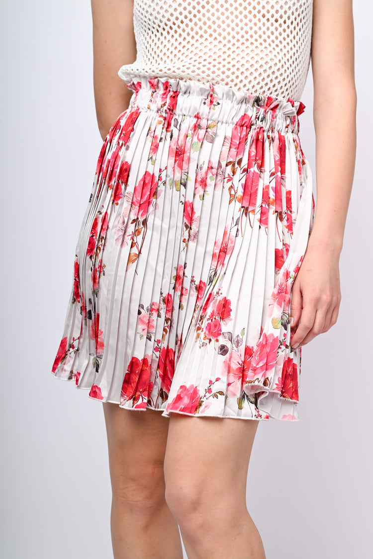 Floral print pleated miniskirt