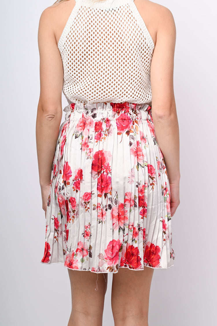 Floral print pleated miniskirt