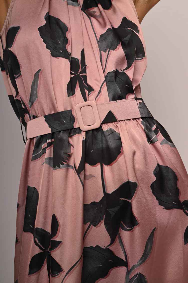 Floral print satin long dress