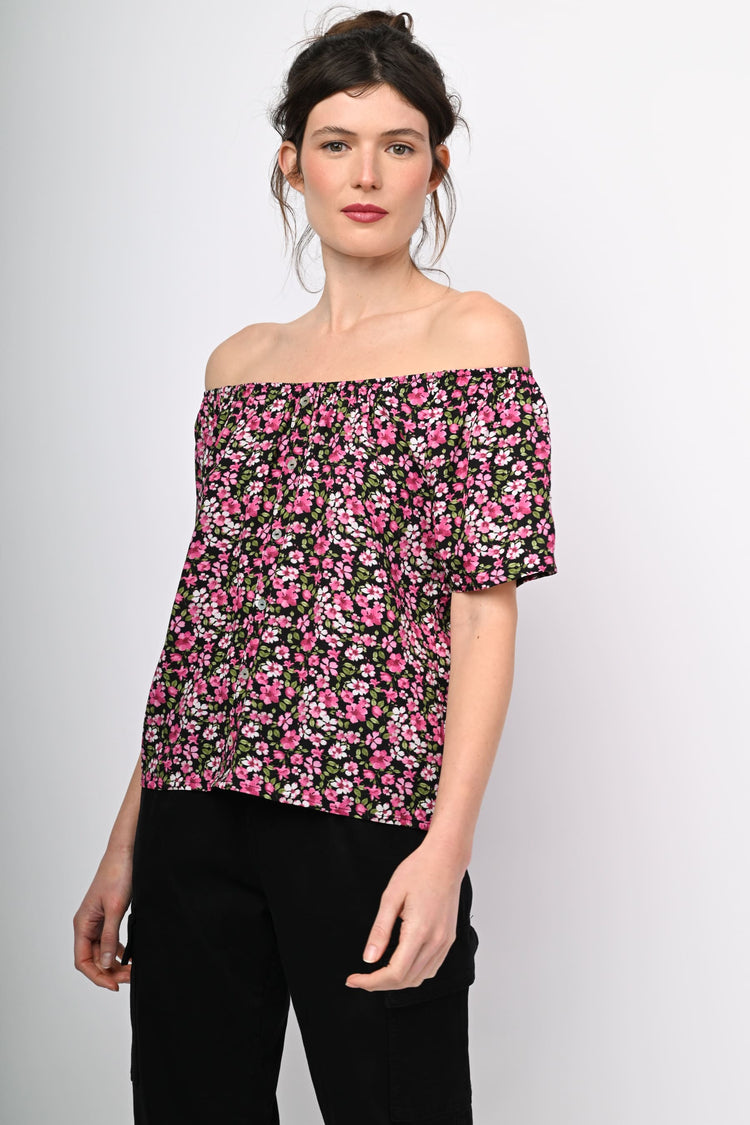 Micro floral print top