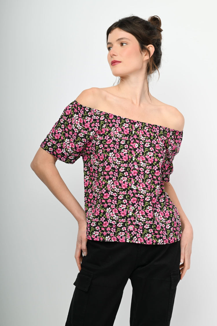 Micro floral print top