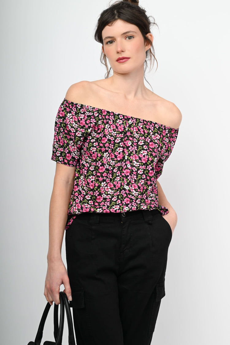Micro floral print top