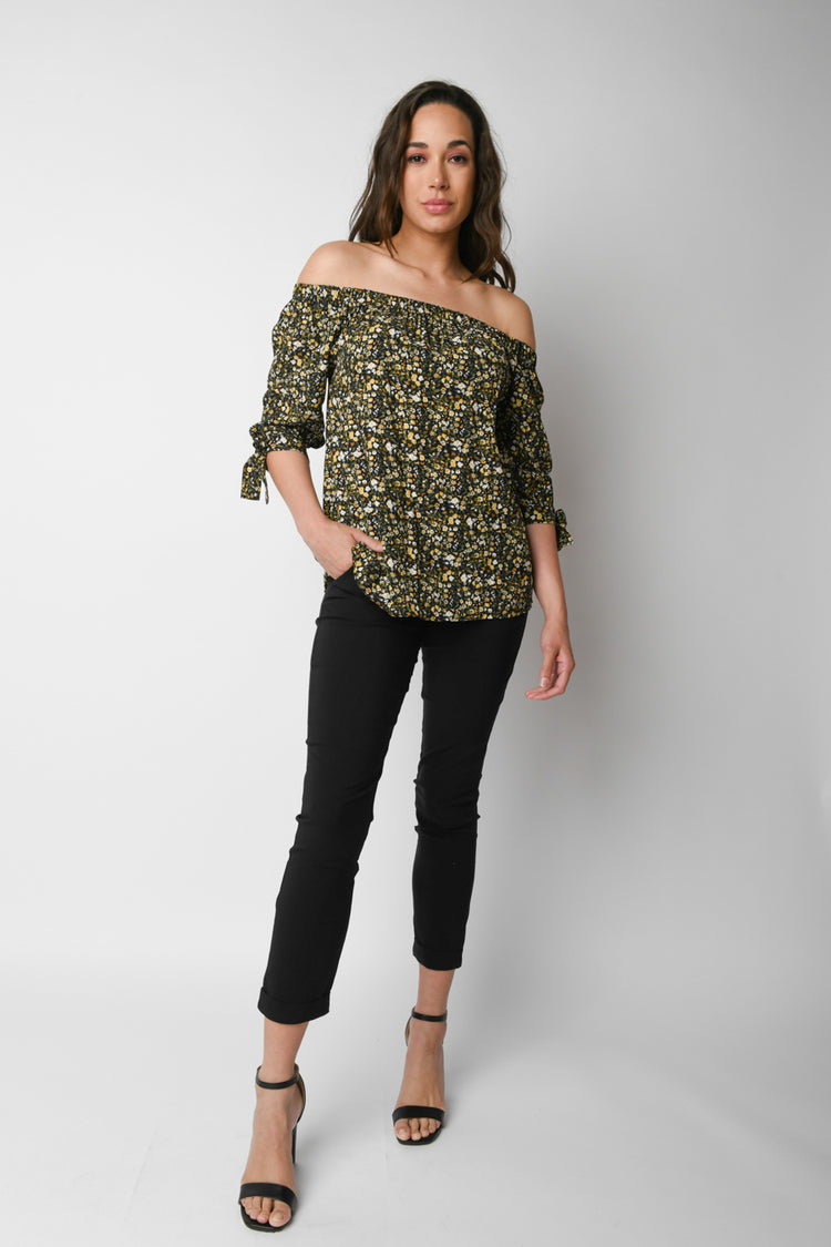 Micro floral print viscose blouse