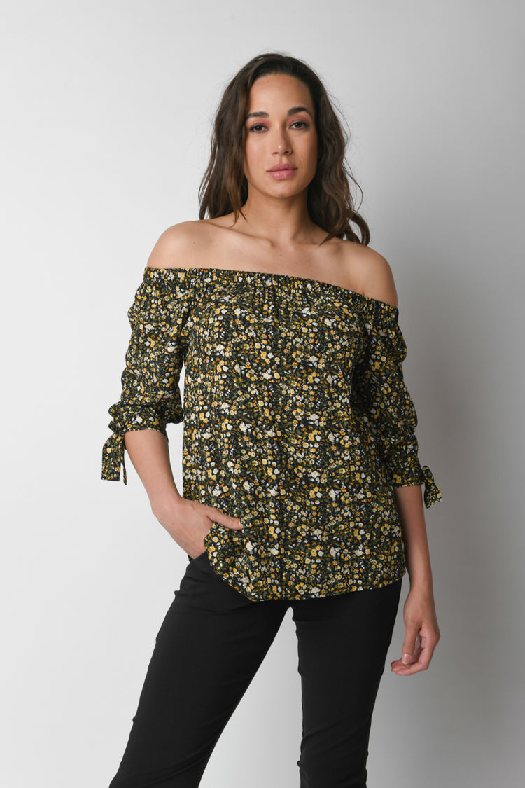 Micro floral print viscose blouse