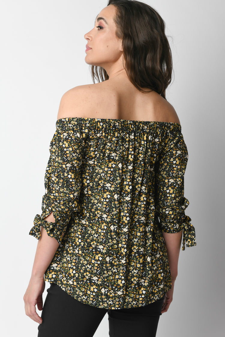 Micro floral print viscose blouse