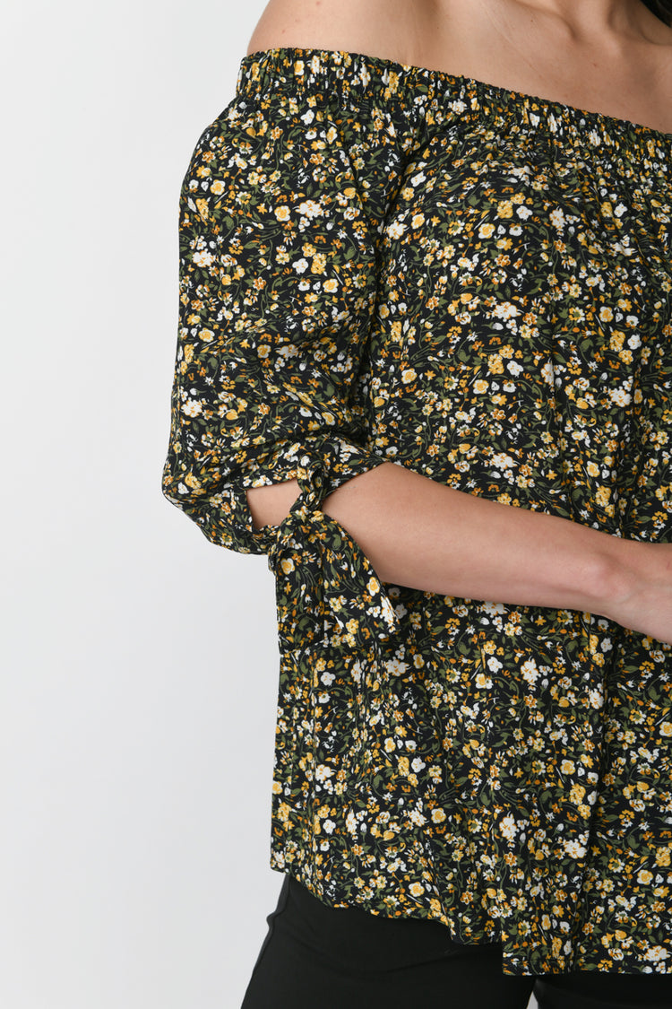 Micro floral print viscose blouse