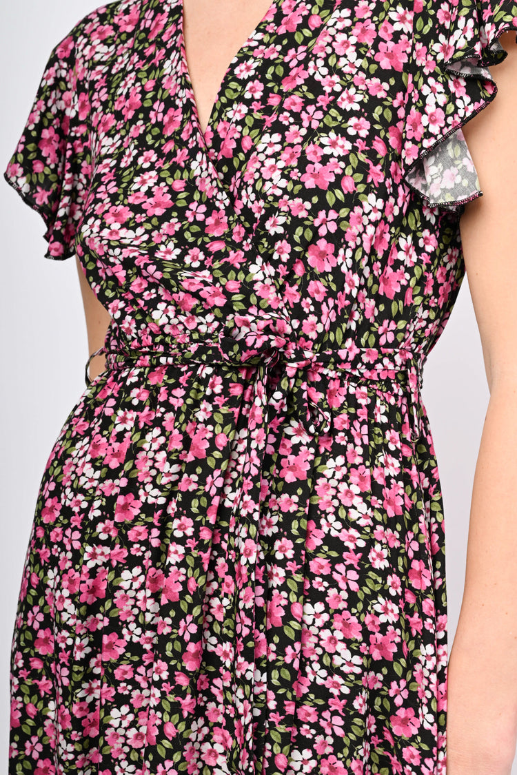 Micro floral print long dress