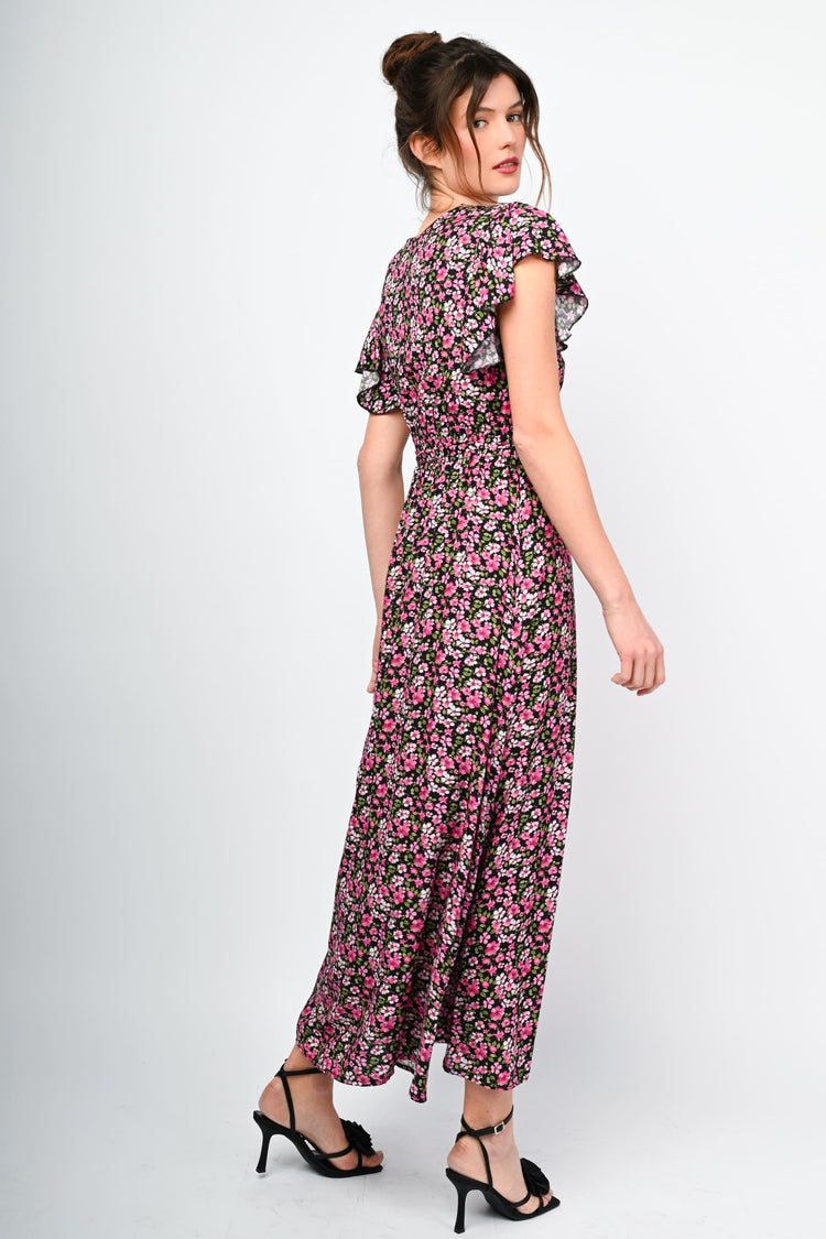 Micro floral print long dress
