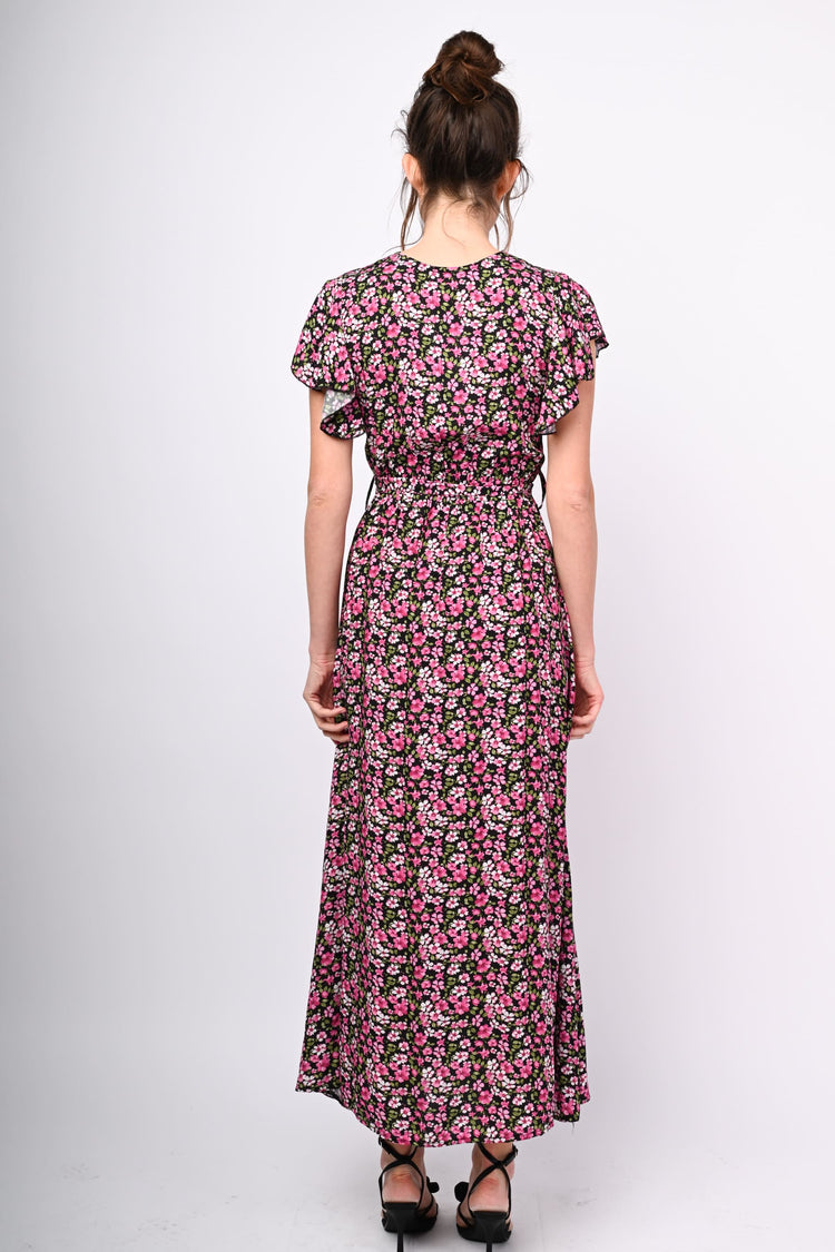 Micro floral print long dress