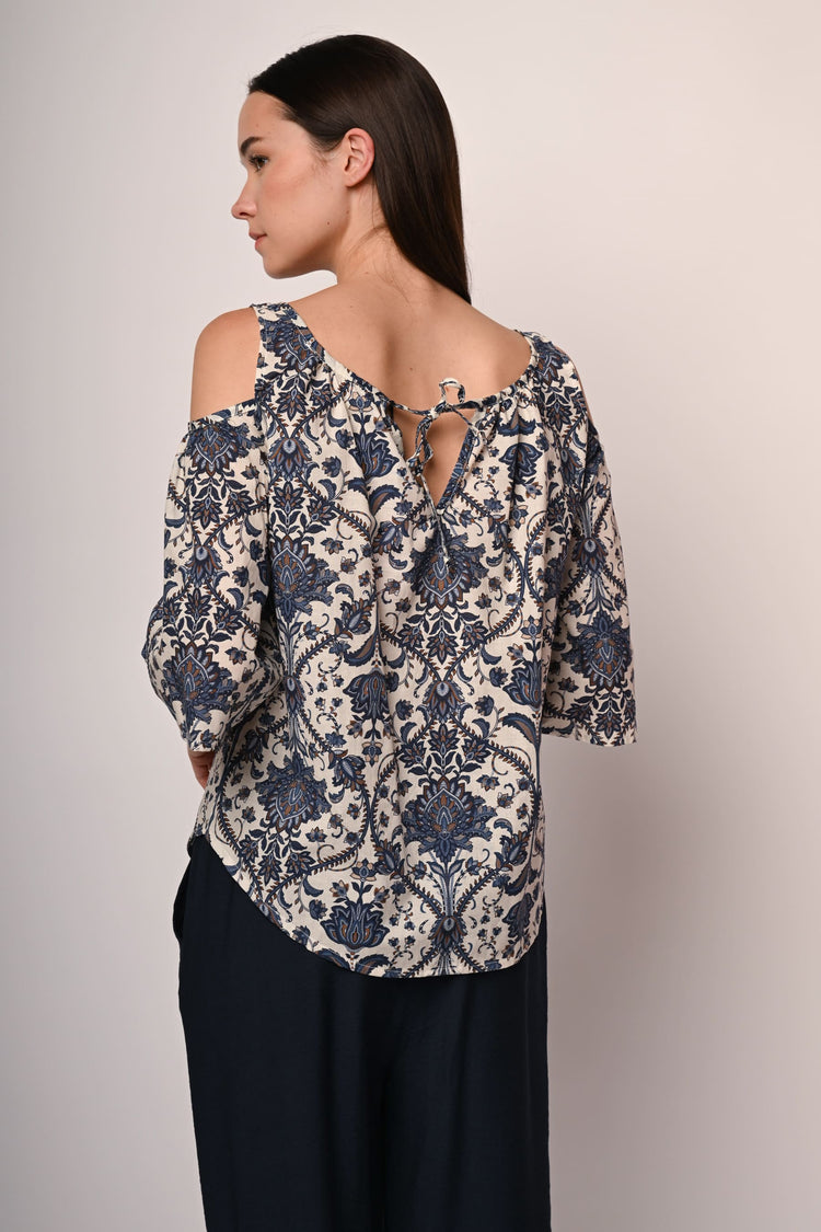 Ethnic print cut-outs top