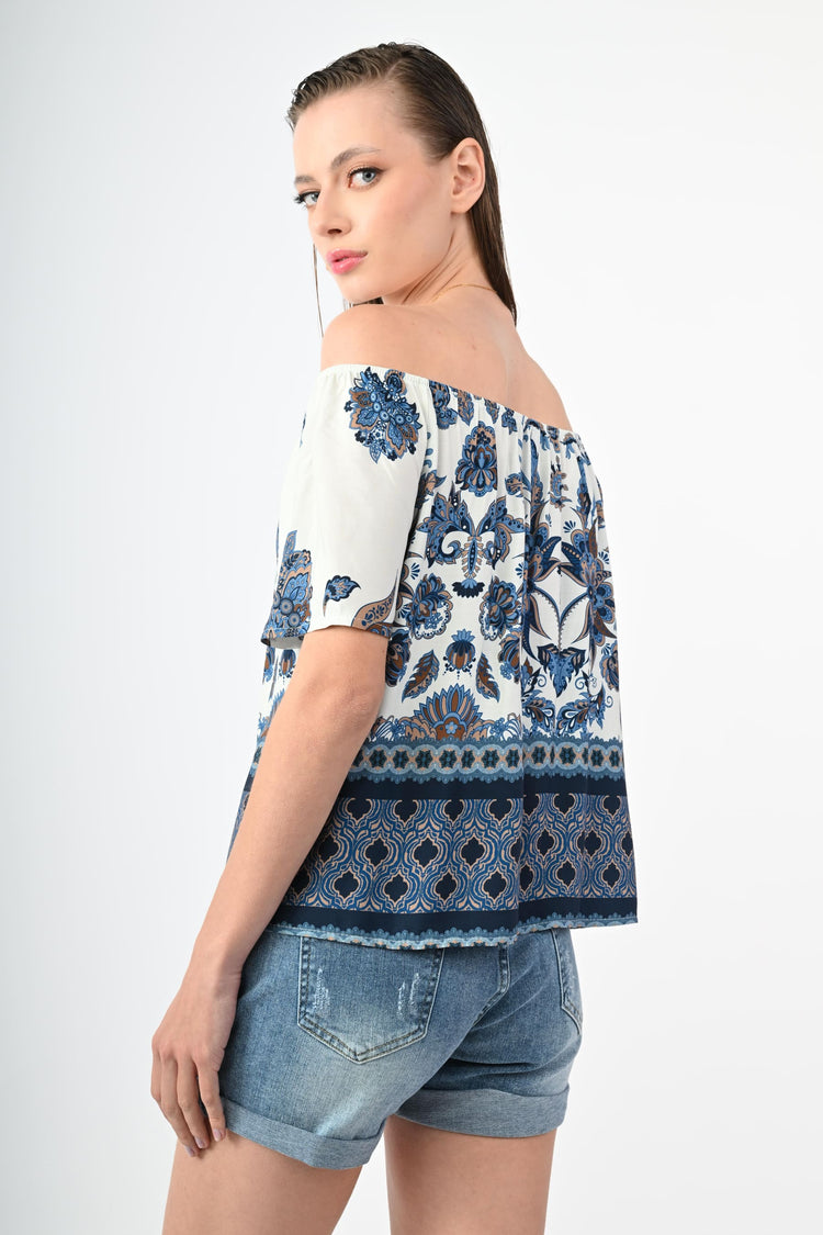 Ethnic print viscose top