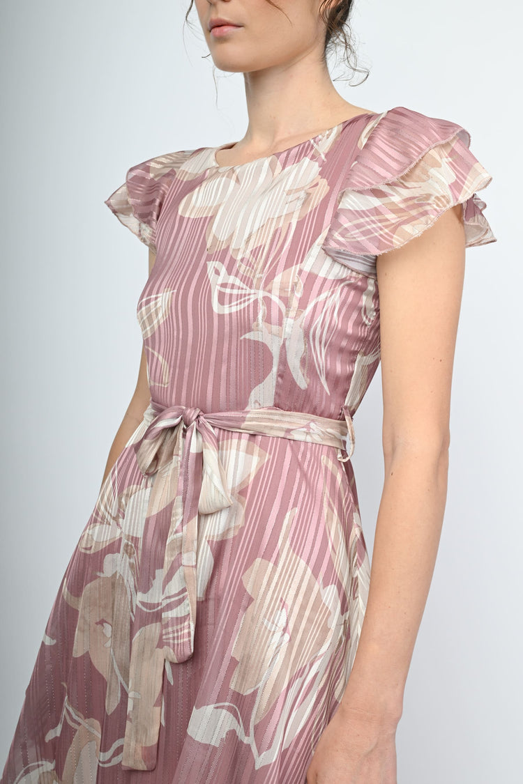 Lurex floral print mini dress