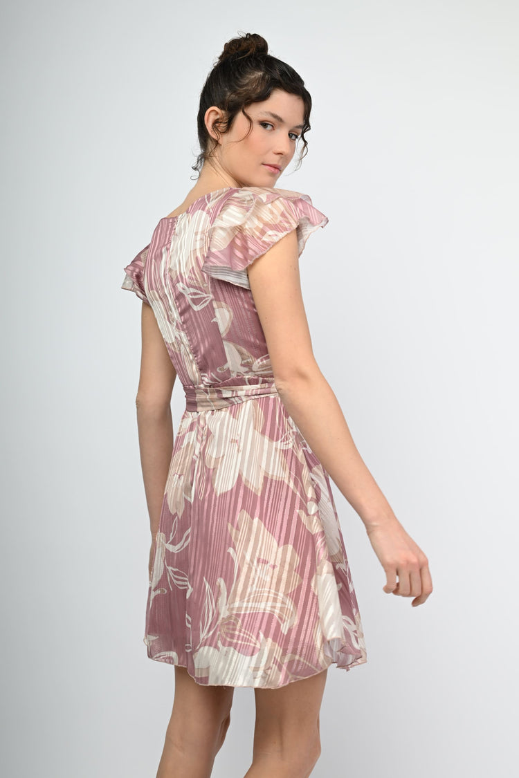 Lurex floral print mini dress