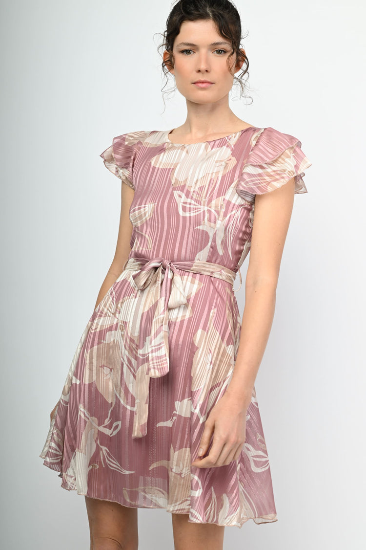 Lurex floral print mini dress