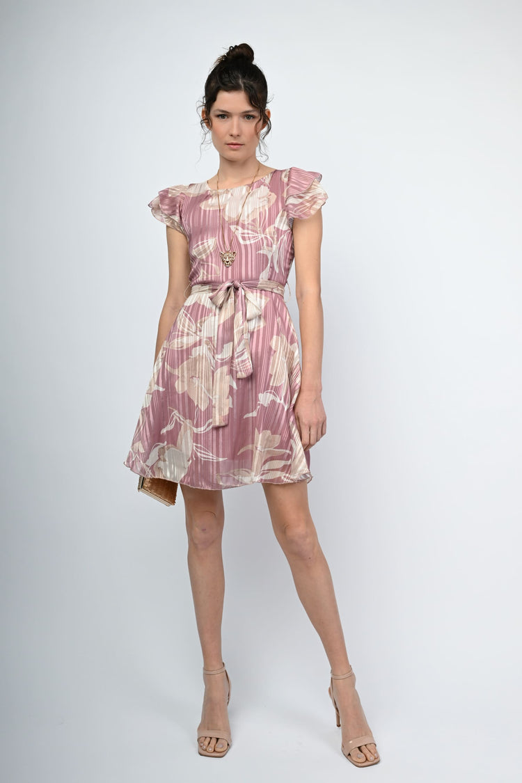 Lurex floral print mini dress