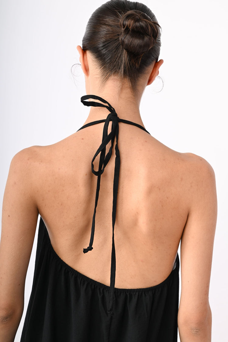 Viscose-blend halter long dress