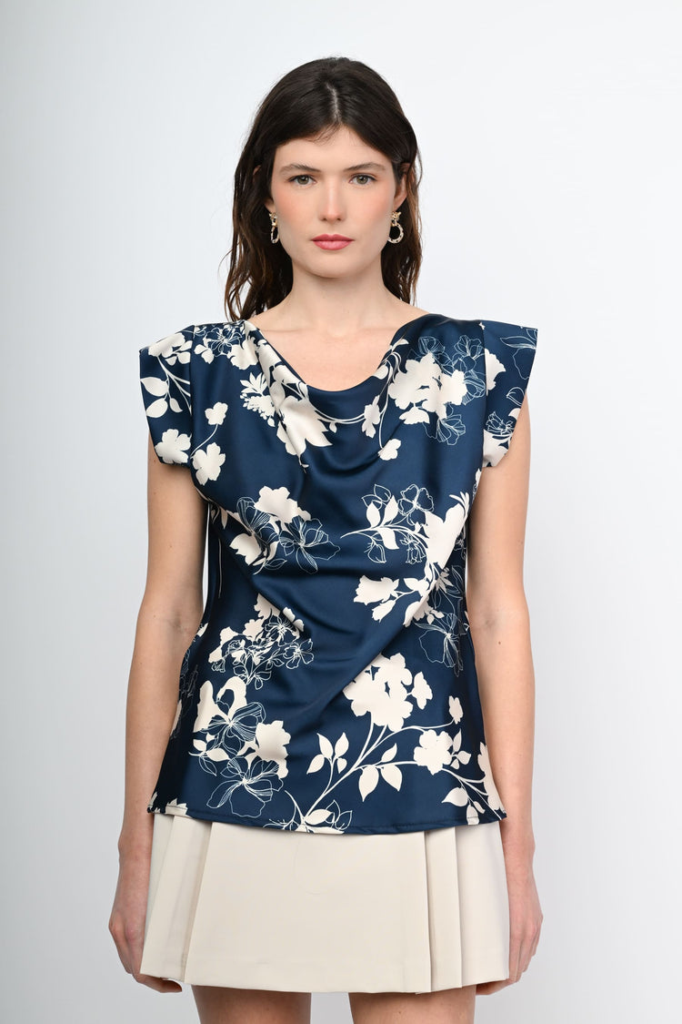 Floral print satin top