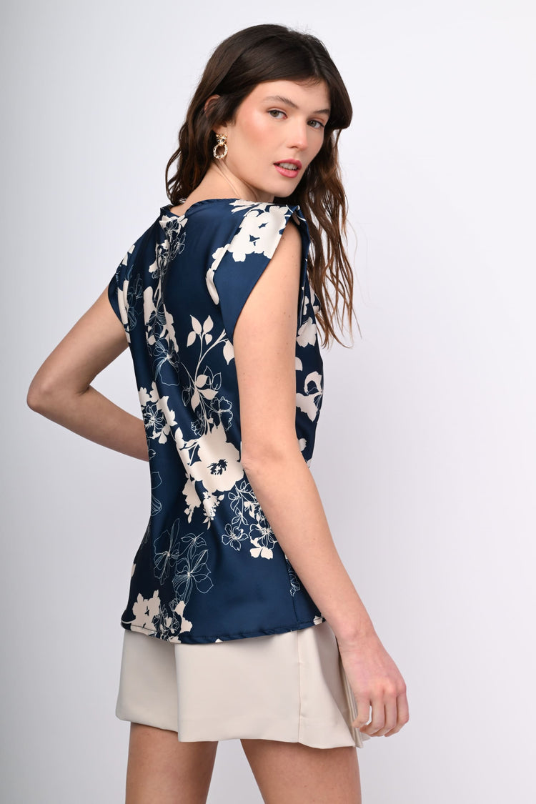 Floral print satin top