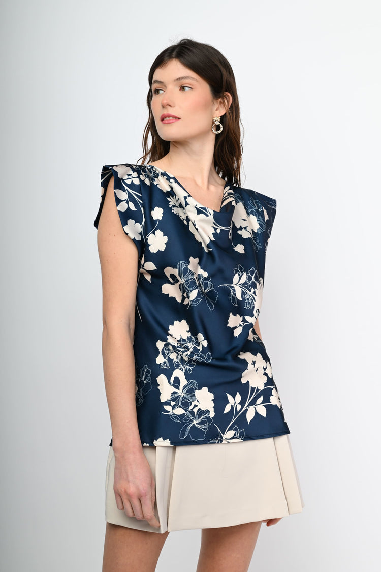 Floral print satin top