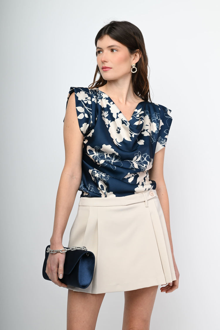 Floral print satin top