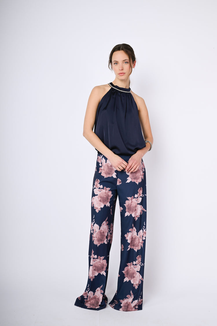 Floral print palazzo trousers