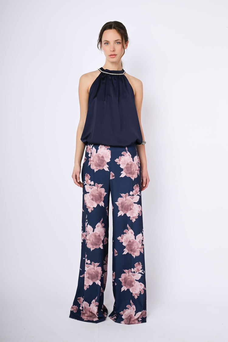 Floral print palazzo trousers