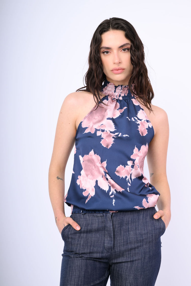 Floral print satin top