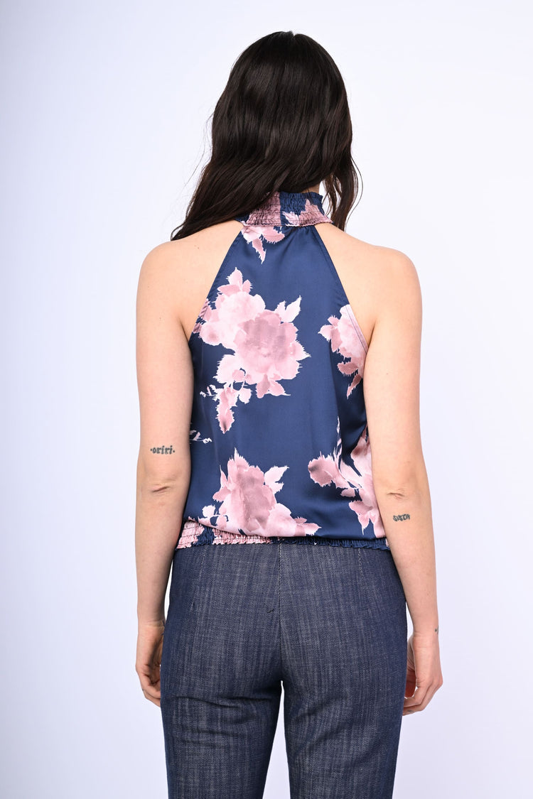 Floral print satin top