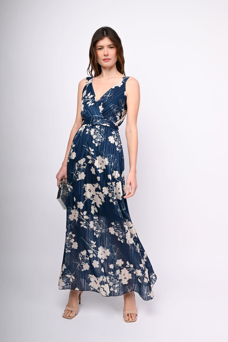 Lurex floral print long dress