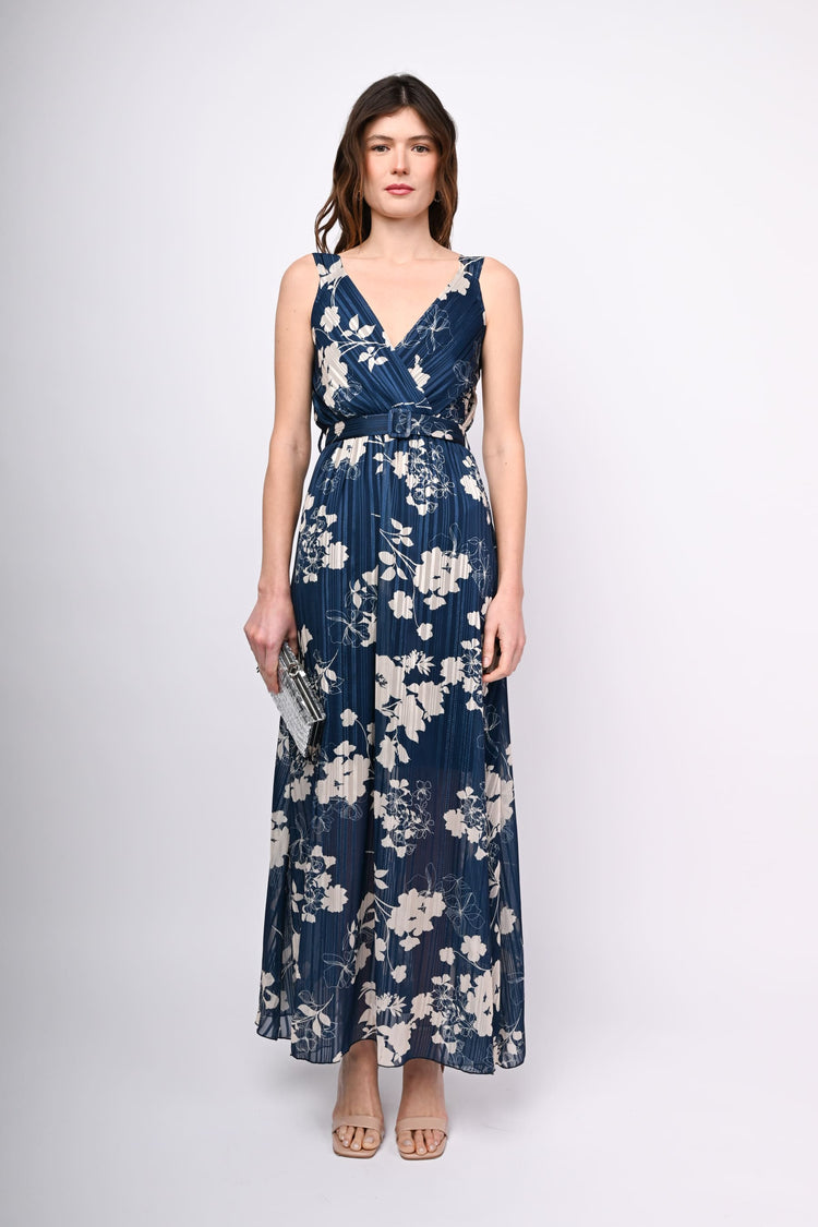 Lurex floral print long dress