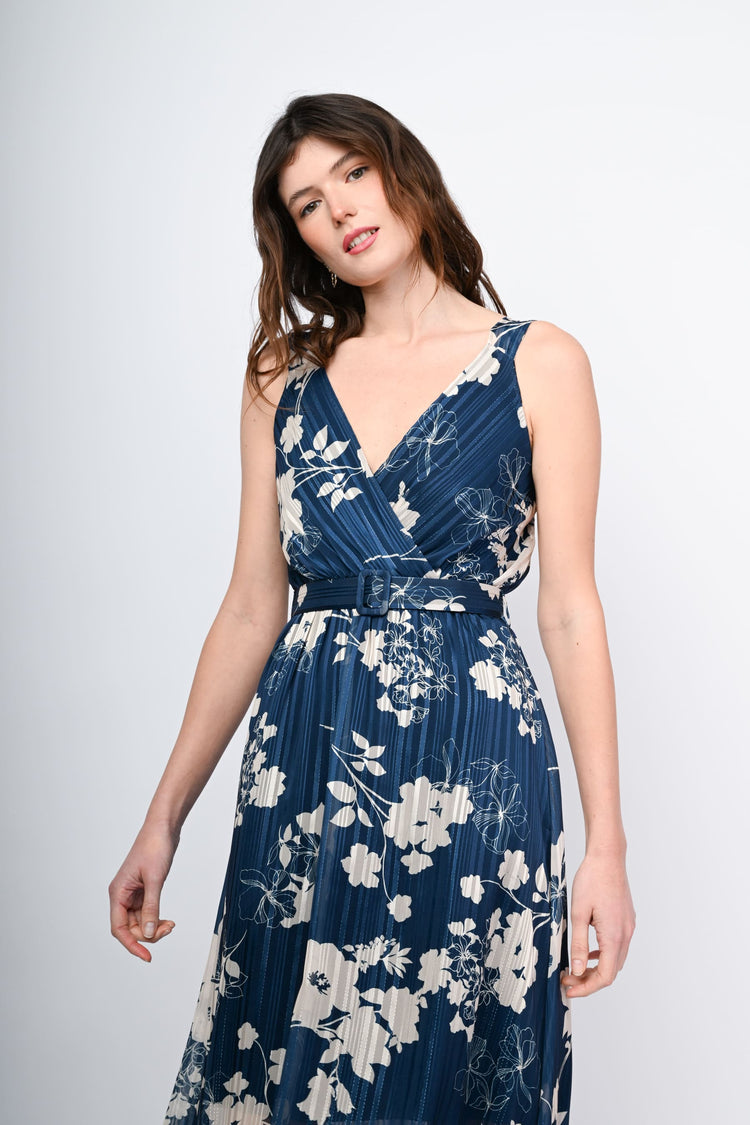 Lurex floral print long dress