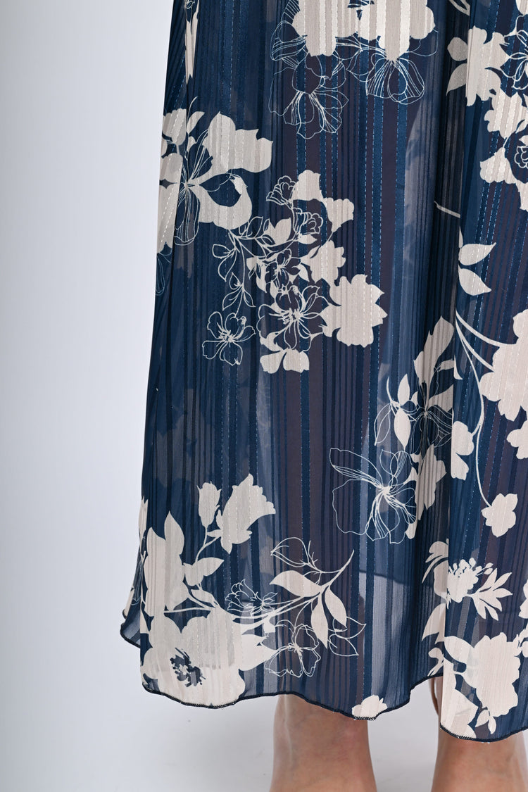 Lurex floral print long dress