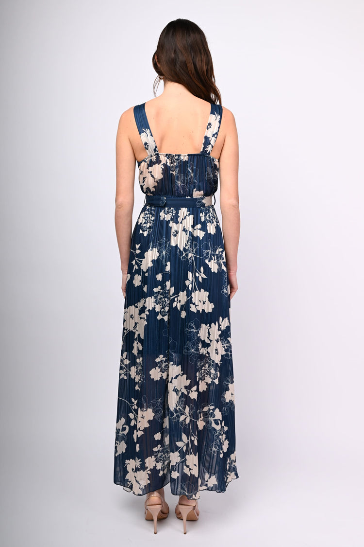 Lurex floral print long dress