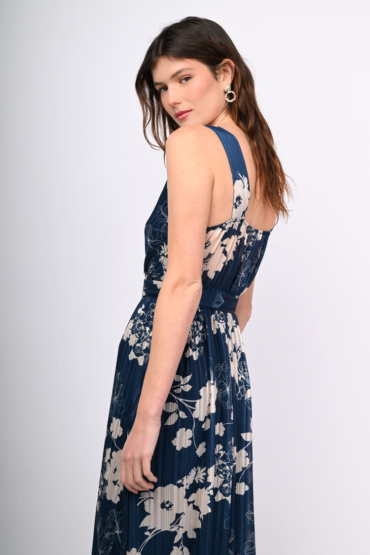 Lurex floral print long dress