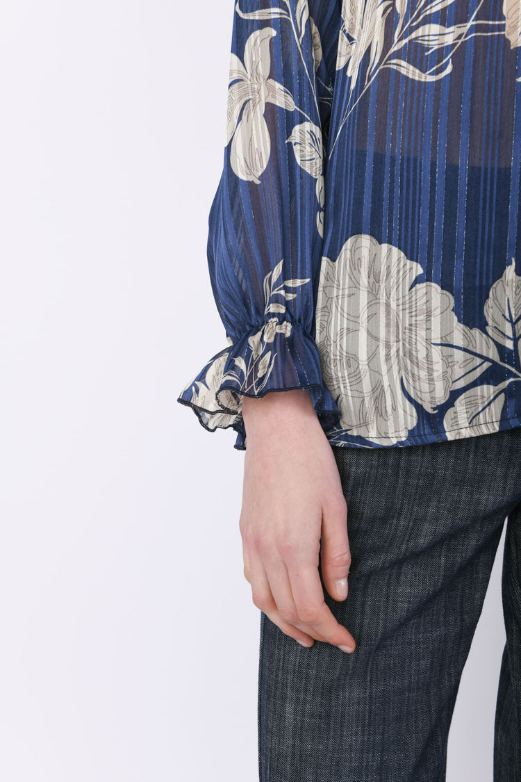 Floral print lurex georgette blouse