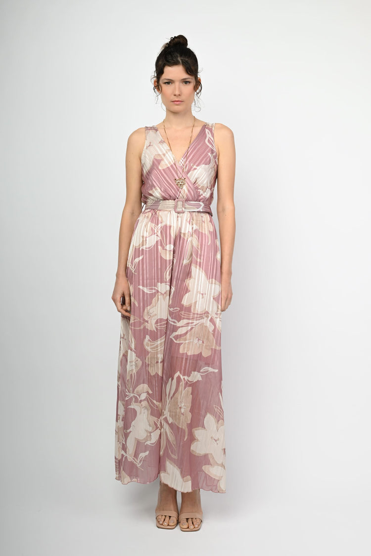 Lurex floral print long dress