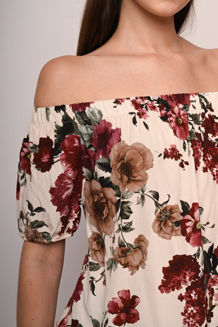 Floral print off-the-shoulder top