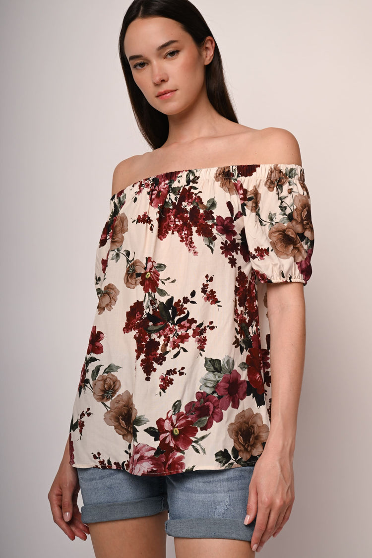 Floral print off-the-shoulder top