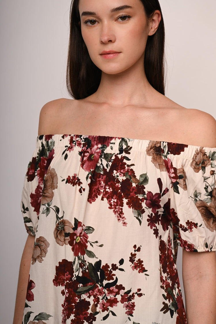 Floral print off-the-shoulder top
