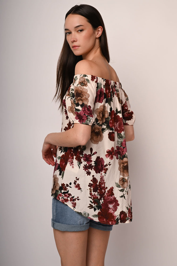 Floral print off-the-shoulder top