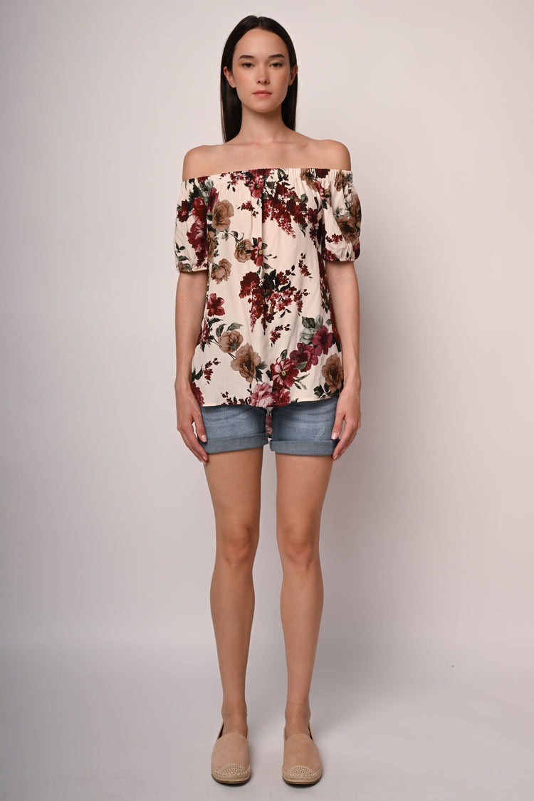 Floral print off-the-shoulder top