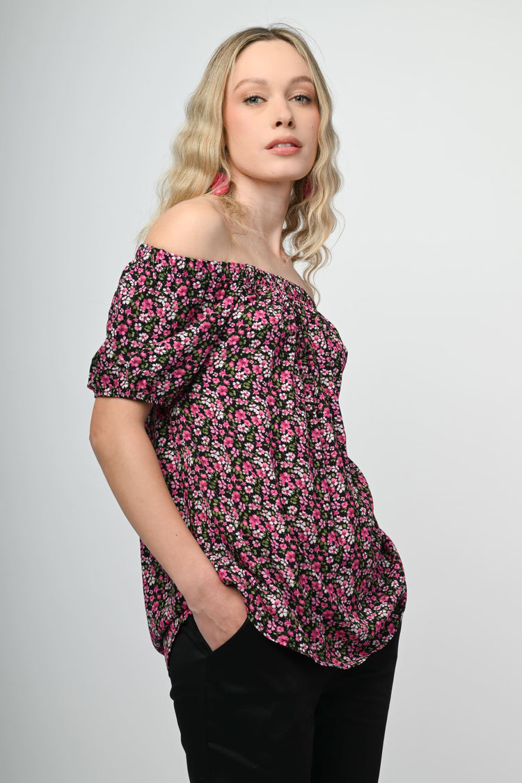 Floral print off-the-shoulder top