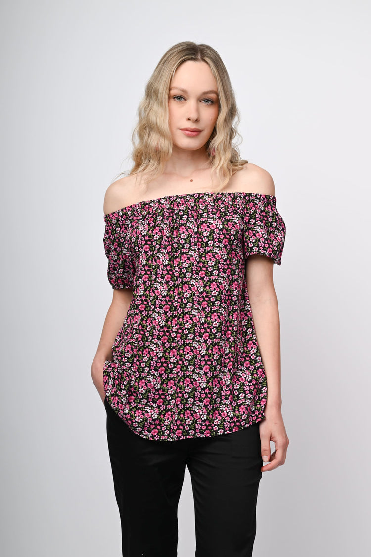 Floral print off-the-shoulder top