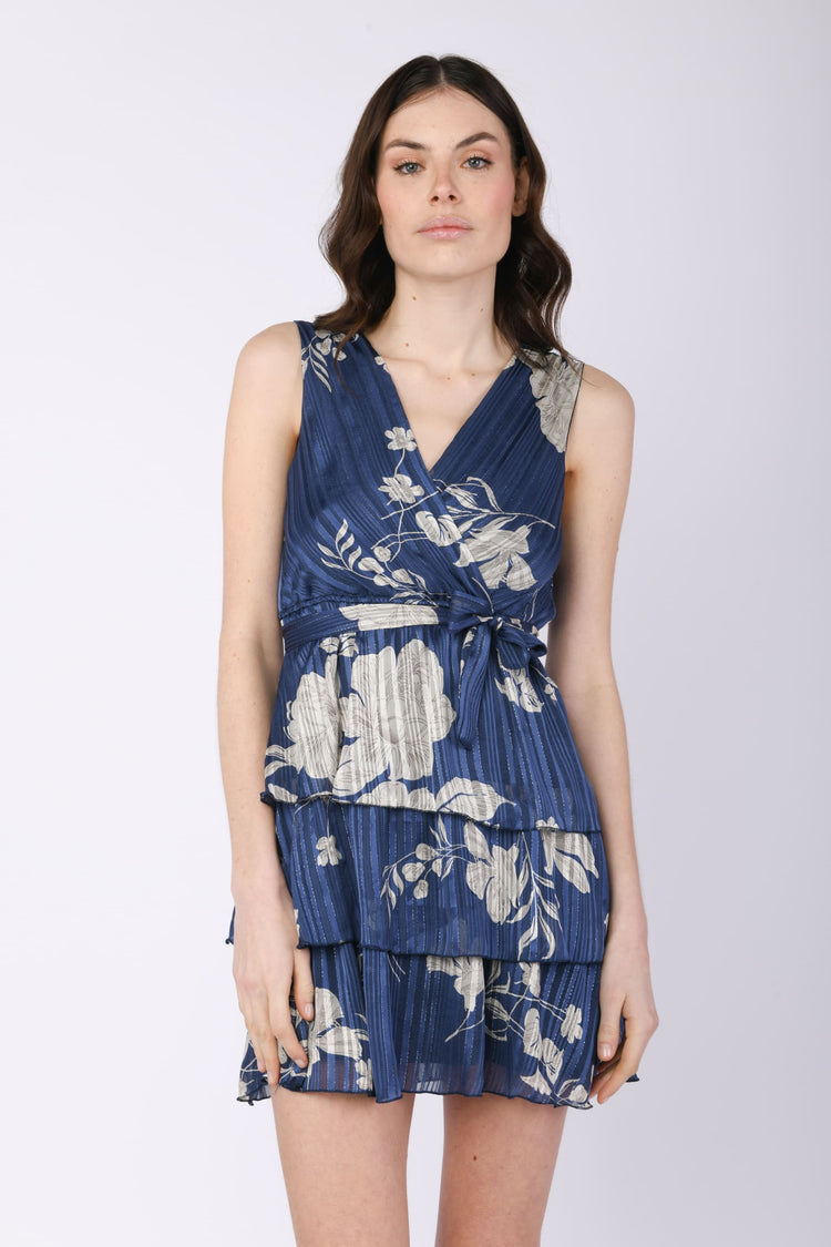 Floral print tiered mini dress