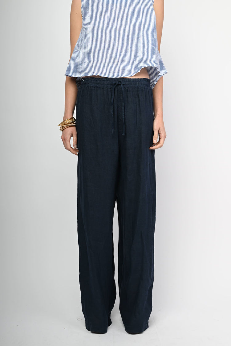 Linen wide-leg trousers